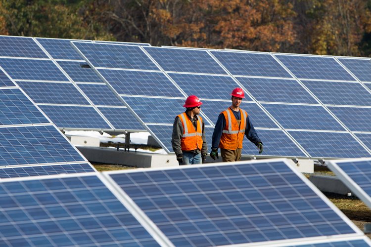 Solar panels with guys